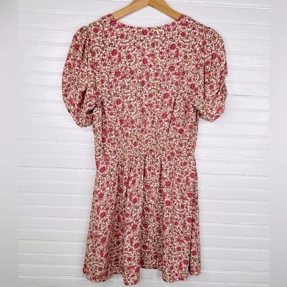 Princess Polly Floral Mini Dress Multicolor V-Neck Puff Short Sleeve Size 4 - Picture 3 of 12